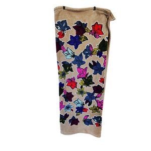 Vera Bradley Floral Beige Plush Throw Blanket 54" X 92" Falling Flowers